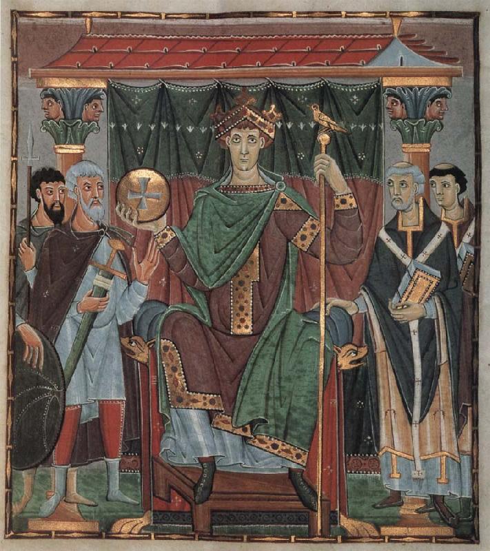 Ottonisch Reichenau Otto III,thronend,Evangeliar Otto III oil painting image